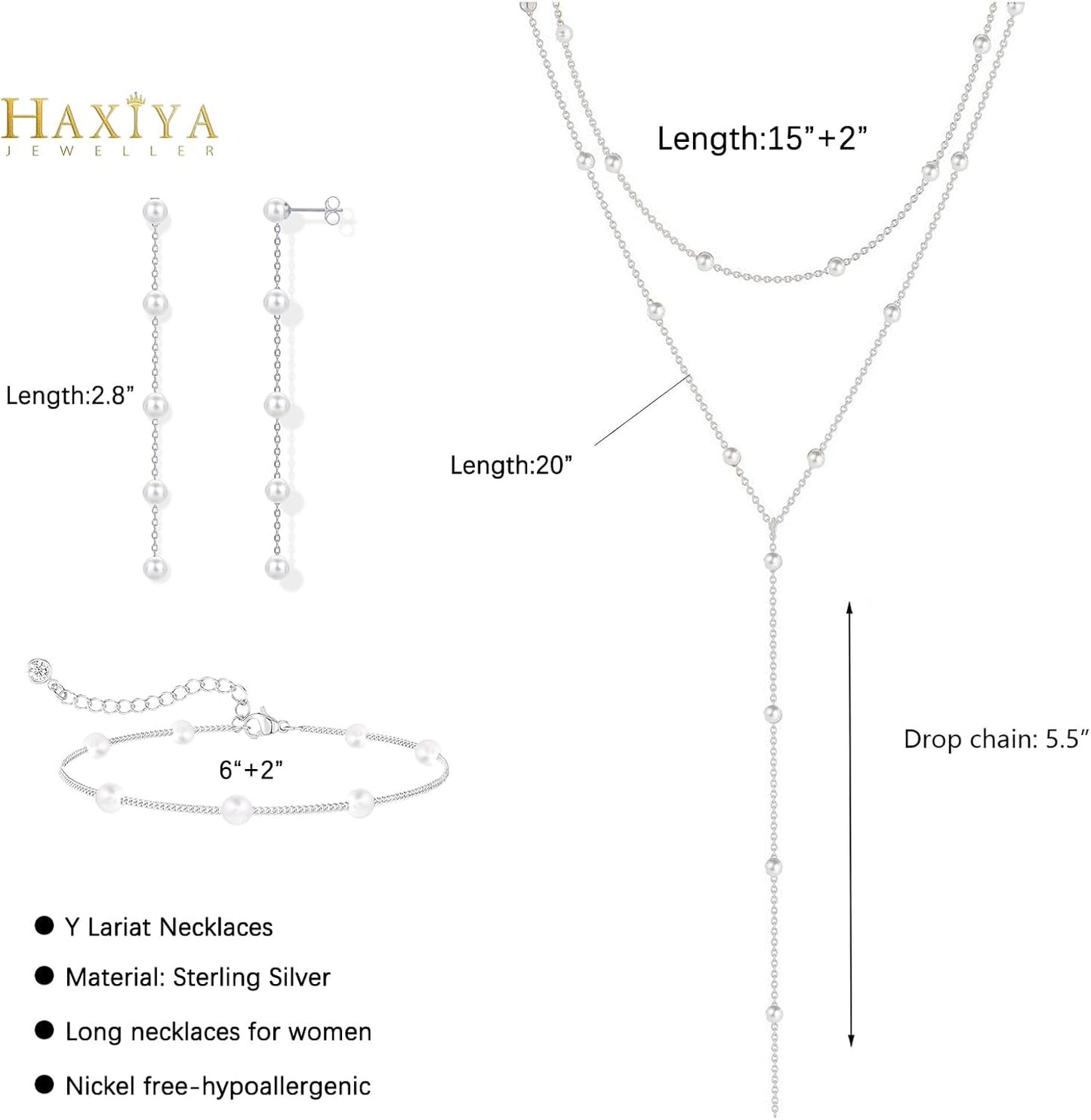 Gold Jewelry Set for Women - Dainty 14K Gold Plated Pearl Necklace and Earring Set with Drop Earrings, Bracelets, Choker Necklace - Wedding Jewelry Gift