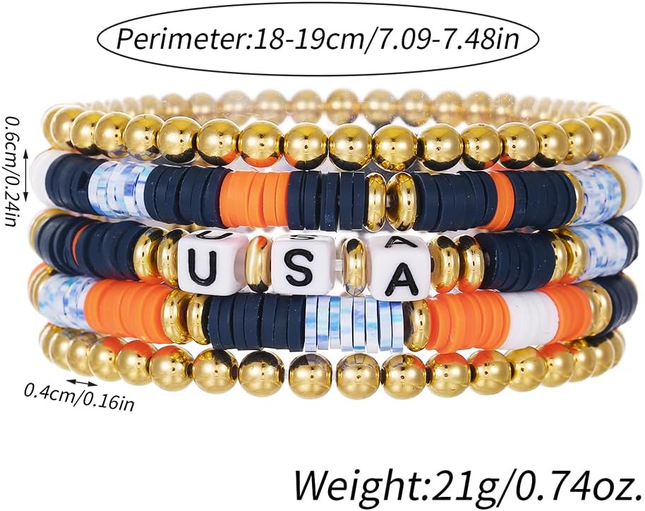 Friendship Bracelets for Women - Heishi Surfer Colorful Smile Evil Eye Clay Beaded Stretch Bracelets Elastic Layering - Stackable Boho Disc Y2K Aesthetic Summer Jewelry Set.