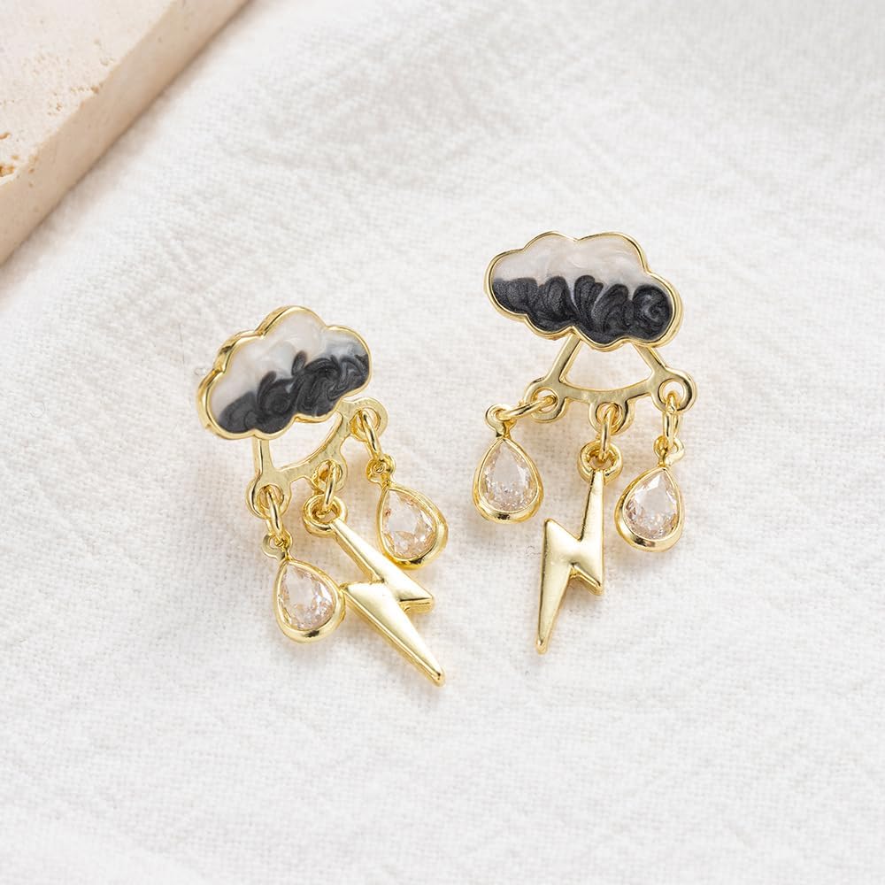 Fun Raindrop Cloud Earrings for Women Blue Rain Cloud Earrings Teardrop Tassel Dangle Earrings Interesting Weather Jewelry