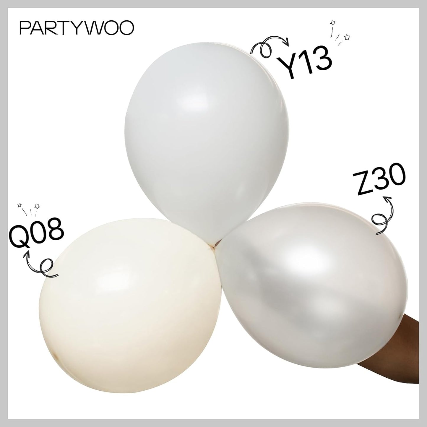 PartyWoo White Balloons, 50 pcs 12 Inch Pearl White Balloons, White Latex Balloons for Balloon Garland or Balloon Arch as Party Decorations, Birthday Decorations, Baby Shower Decorations, White-Z30