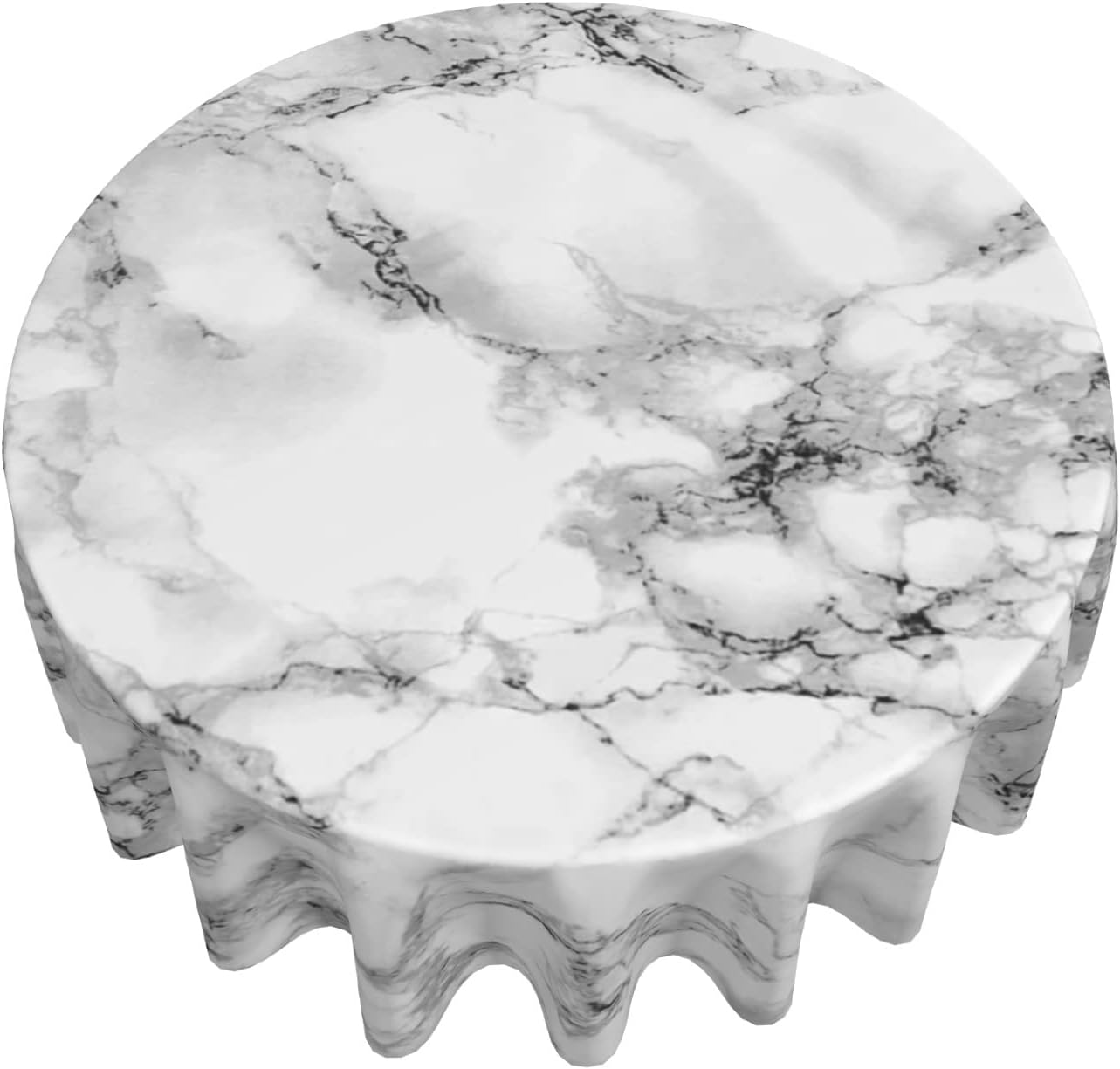 Giwawa White Marble Tablecloth Round 60 Inch, Black Grey Marbling Granite Surface Texture Decorative Table Cover for Kitchen Dinning Party, Waterproof Stain & Wrinkle Resistant