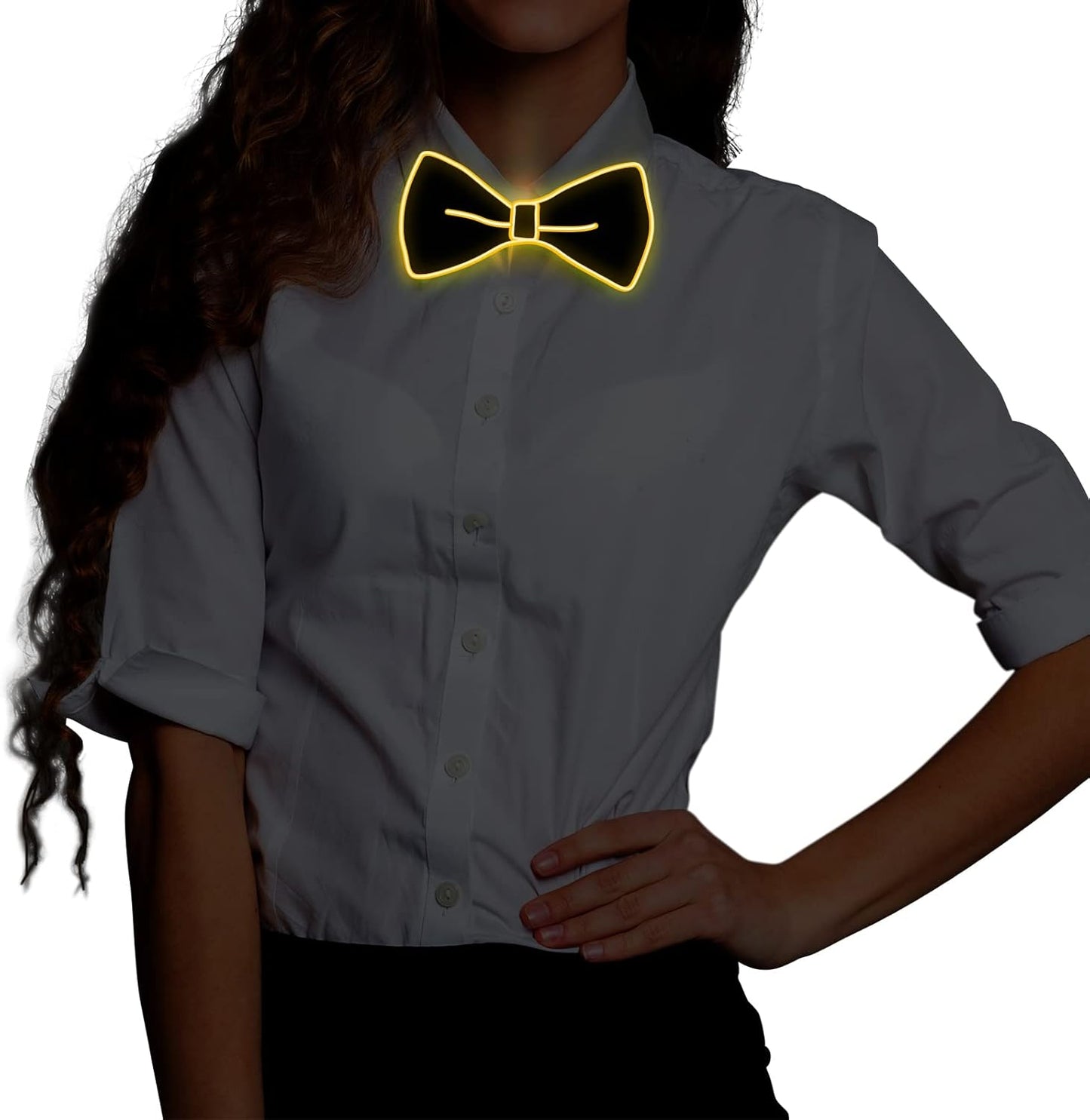 Ainiv Light Up Neckties Bowties Suspenders LED Party Supplies Glow in the Dark Adjustable for Women and Men Parties