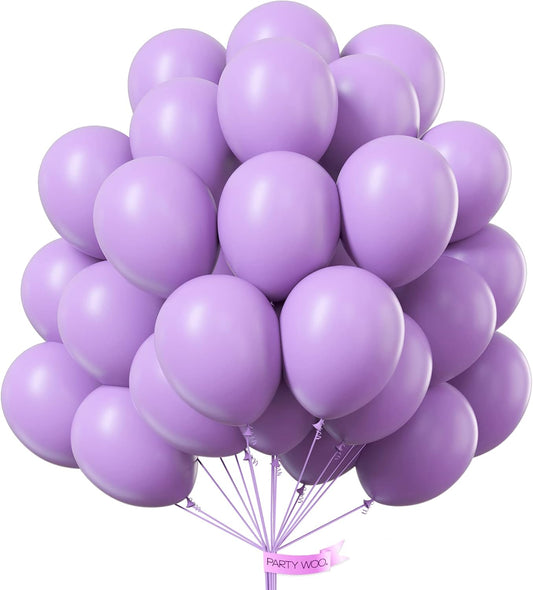PartyWoo Lavender Balloons 50 pcs 12 Inch Light Purple Pastel Purple Lilac Latex Helium Balloons for Graduation Baby Shower Gender Reveal Birthday Engagement Wedding Party Decorations Purple-Q10