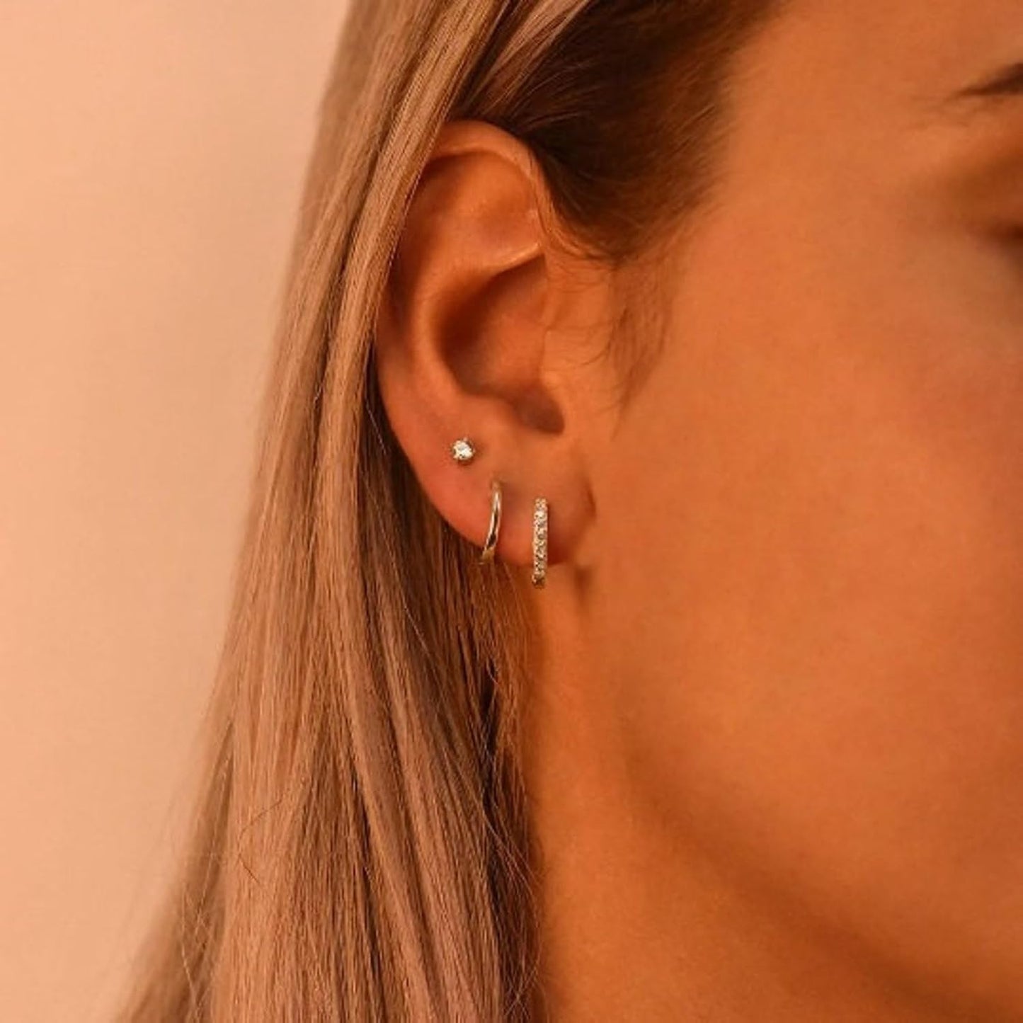 Gold Earrings for Women, 14k Gold Plated Dangle Huggie Earrings for Women Trendy Dainty Gold Hoop Earring Stacks Hypoallergenic Pearl Chain Drop Cartilage Earring Fashion Womens Jewelry