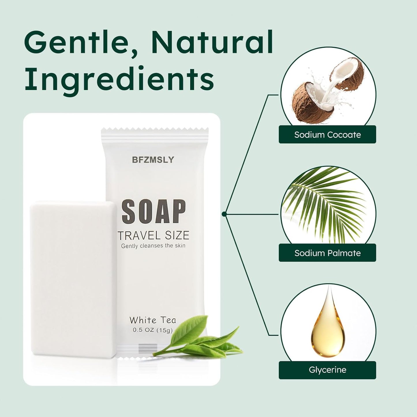 100 Pack Bulk Wrapped Hotel Bar Soap, 0.5 oz (15g), White Tea Scent – Mini Guest Soaps for Hotels, Airbnb, Vacation Rentals, Travel Toiletries, Individually Wrapped