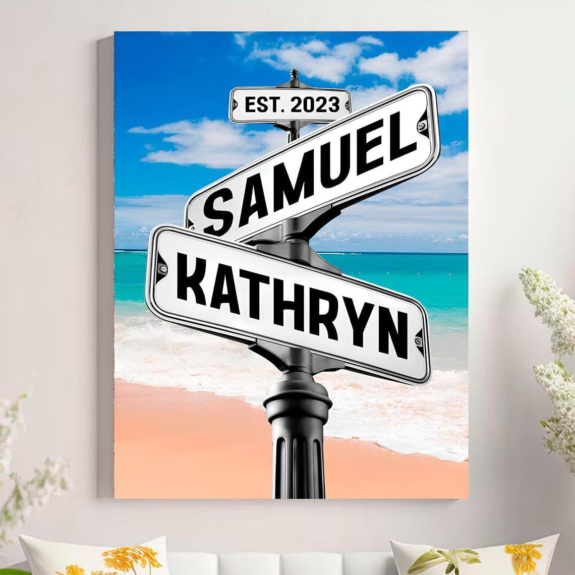 Personalized Crossroad Couples Street Sign Vintage Customize Name And Date Valentine's Day Christmas Birthday Wedding Anniversary Engagement Gifts For Him Her Boyfriend Girlfriend Wife Husband #2
