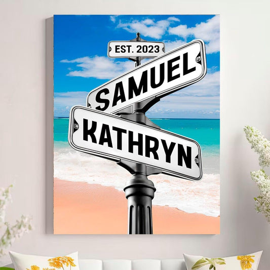 Personalized Crossroad Couples Street Sign Vintage Customize Name And Date Valentine's Day Christmas Birthday Wedding Anniversary Engagement Gifts For Him Her Boyfriend Girlfriend Wife Husband #2