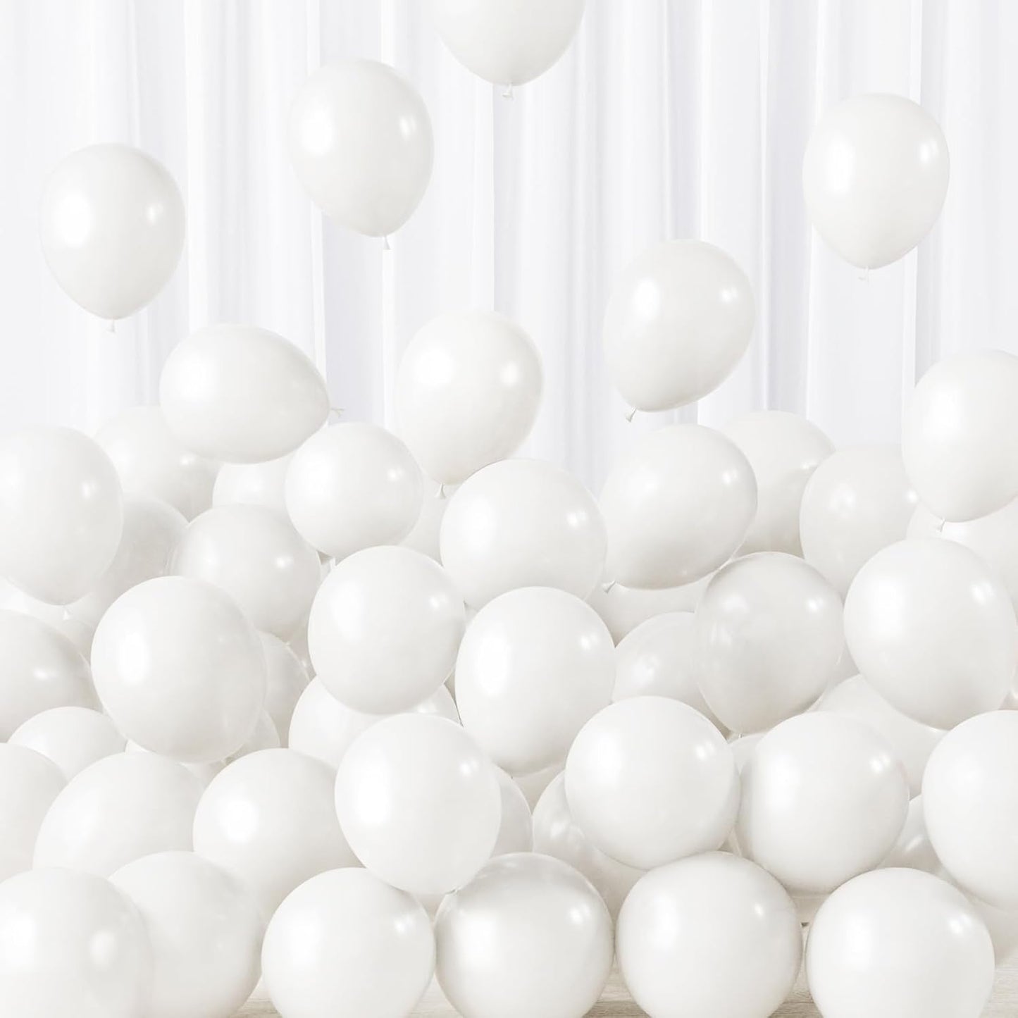 RUBFAC 5 Inch 120pcs White Latex Party Balloons, Thicker White Balloons for Birthday Wedding Baby Shower Graduation Anniversary Party Decorations