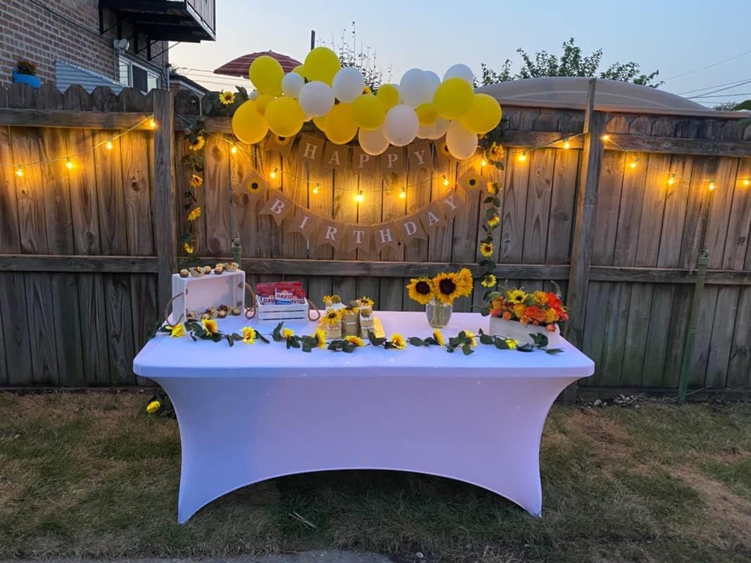 FORLIFE 4Pack Spandex Table Covers，Fitted Tablecloth for Rectangular Tables, Stretch Patio Table Covers, Universal Spandex Table Cover for Wedding, Banquet, Party (6ft, White)