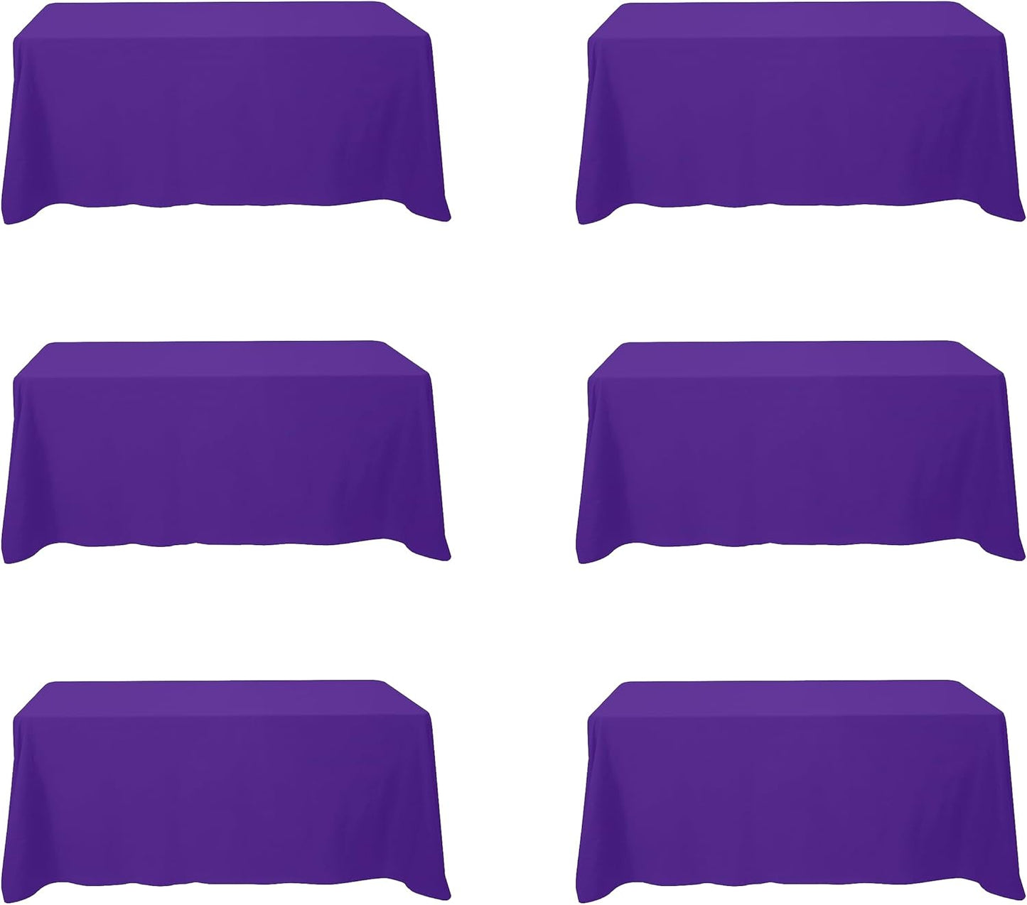 BRILLMAX 6 Pack Purple Tablecloths for 6 Foot Rectangle Tables 90 x 132 Inch - 6ft Rectangular Bulk Linen Polyester Fabric Washable Cloth Cover for Wedding Reception Banquet Birthday Party