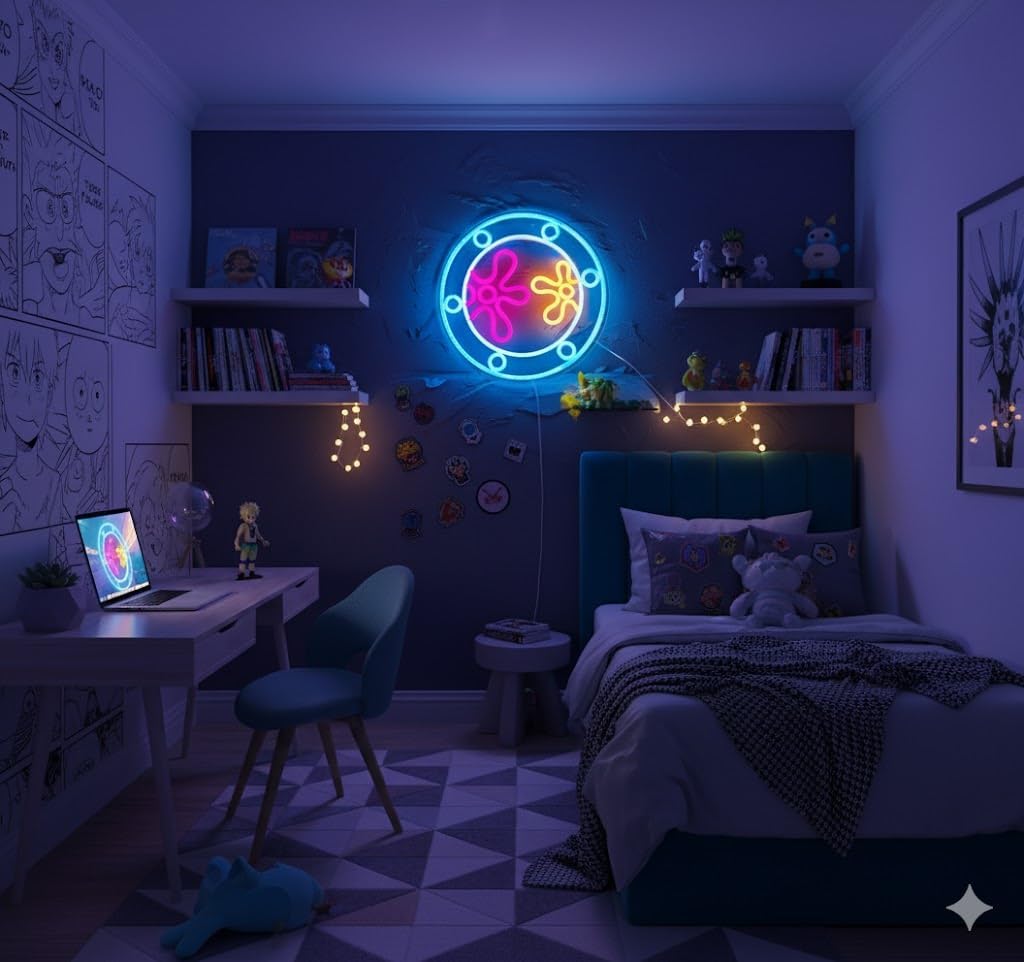 manimo Ocean World Porthole Neon Lights, LED Under Sea Porthole Neon Signs for Wall Decor,USB Night Light for Game Room Bedroom Birthday Wedding Party Gifts(13.3 * 13.3in)