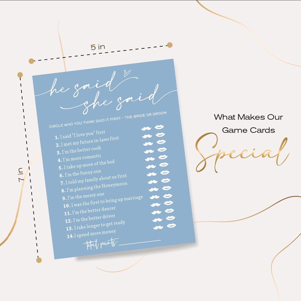 Bridal Shower Games Cards, Guest Who Said It, He Said She Said Game Cards, Bridal Shower Games 25 Guests, Engagement Party Wedding Games for Guests, Minimalist Blue Wedding Party Supplies - B07
