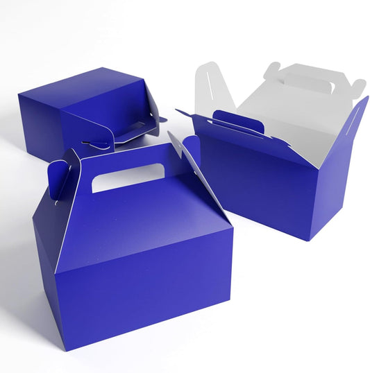 XAGLVV 24 Pack Dark Blue Gable Boxes with Handles 6.2x3.5x3.5 Inch Paper Party Favor Gift Box for Baby Boy Showers wonderland party beach theme favors