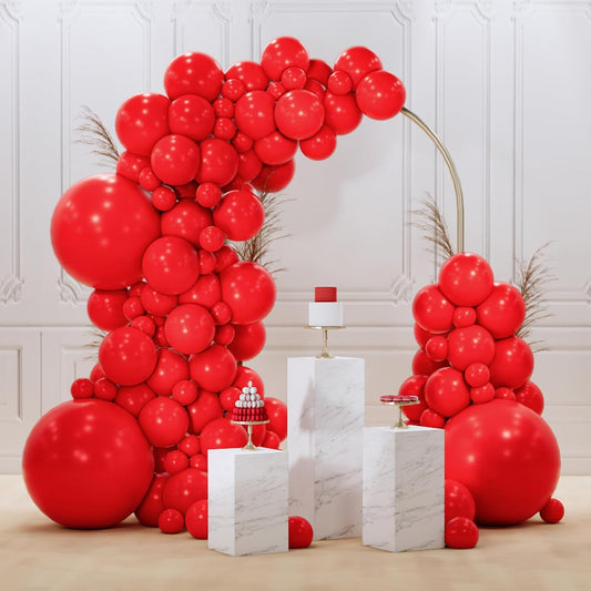PartyWoo Red Balloons 128 pcs Different Sizes of 18 12 10 5 Inch Matte Red Latex Balloon Arch Kit Garland for Valentine's Day Graduation Memorial Day Christmas Birthday Party Decorations Red-Y57