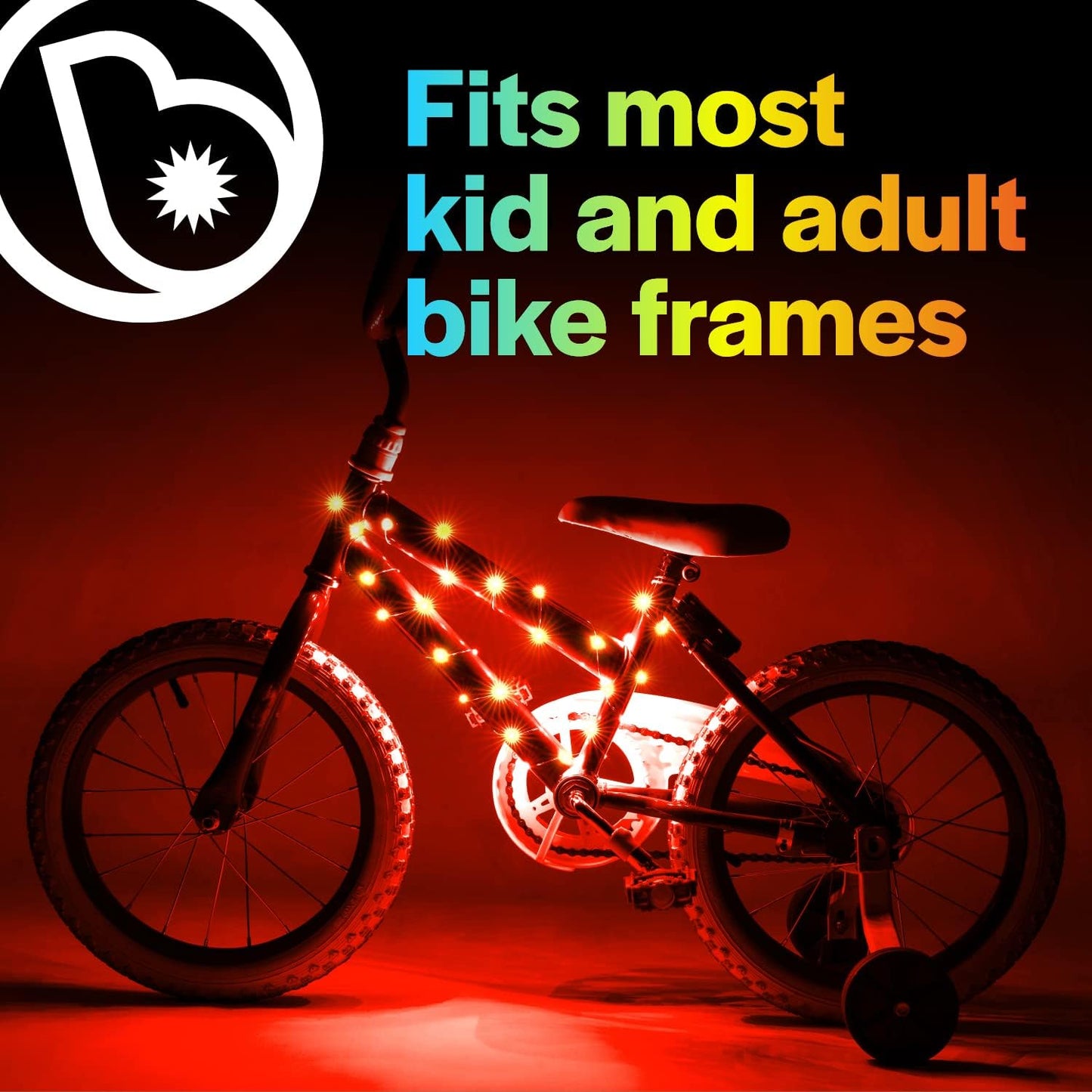 Brightz CosmicBrightz LED Bike Frame Rope Light - 6.5-Foot String Rope - Battery-Powered with On/Off Switch - Ultra Bright Color Keeps Your Ride Fun and Safe for Kids, Teens, & Adults
