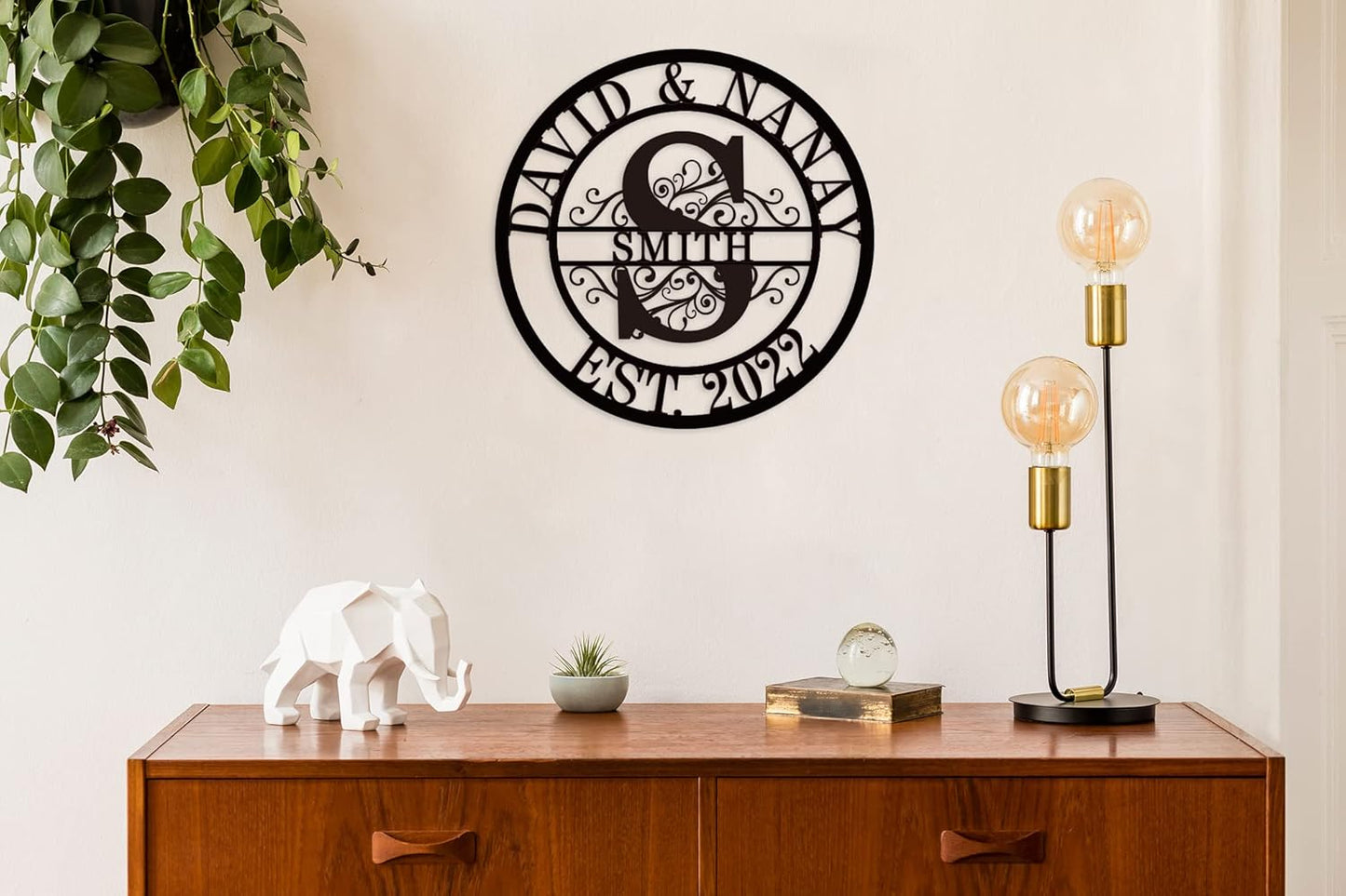 Custom Metal Name Sign, Custom Last Name Sign,Metal Last Name Sign, Personalized Monogram Wall Decor with Last Name Signs Initial Split Letter, Monogram Signs Personalized Wedding Gifts