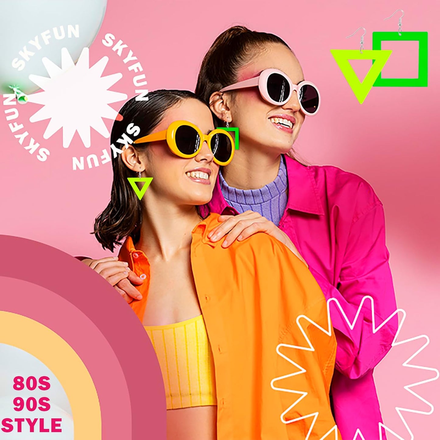 80s 90s Neon Earrings for Women Retro Cassette Tape Hoop Earring Candy Color Lightweight Acrylic Stud Dangle Earrings for 80S Costume Outfits Dancing Glow Party Accessories