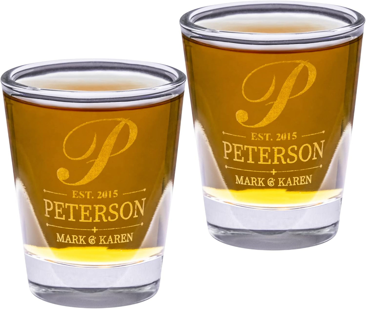 Gifts Inscribed Personalized Shot Glasses Set of 2 – Customized Glasses Drinking Set – Custom Drinking Glasses – Engraved Shot Glass Gift, Wedding, Birthday, Anniversary