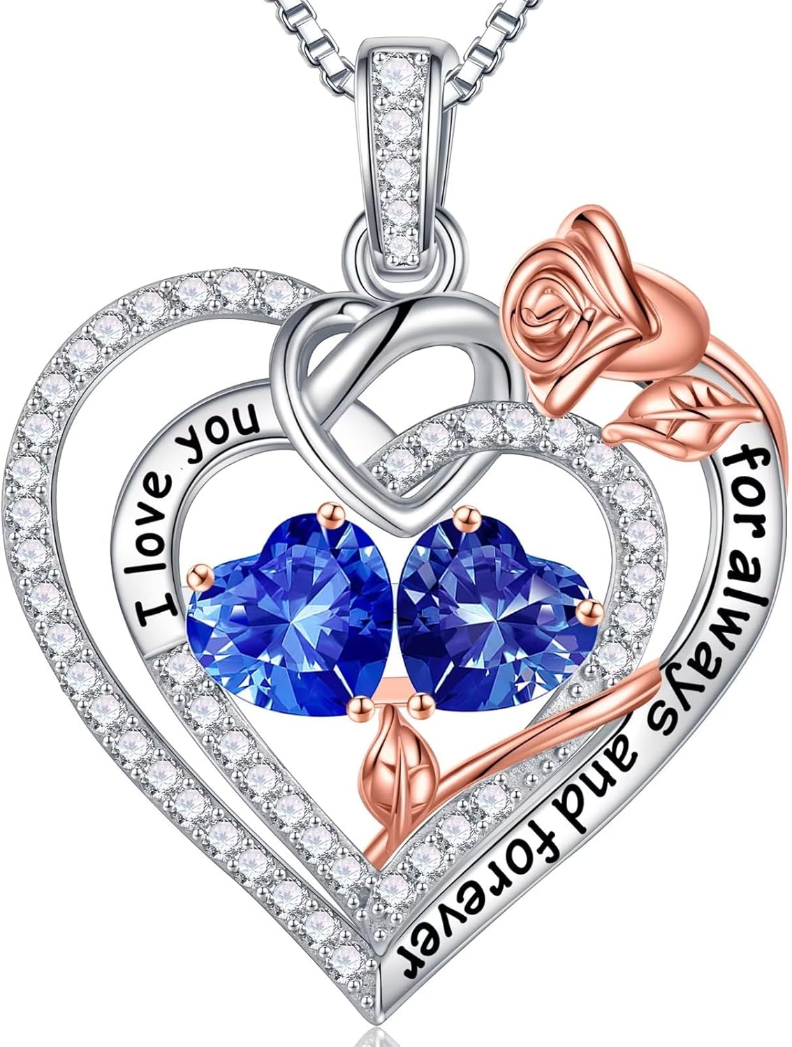 Iefil Christmas Gifts for Wife Women - 925 Sterling Silver Double Birthstone Necklace, Anniversary Birthday Gifts for Women, Jewelry Gift for Wife Girlfriend Mom Her