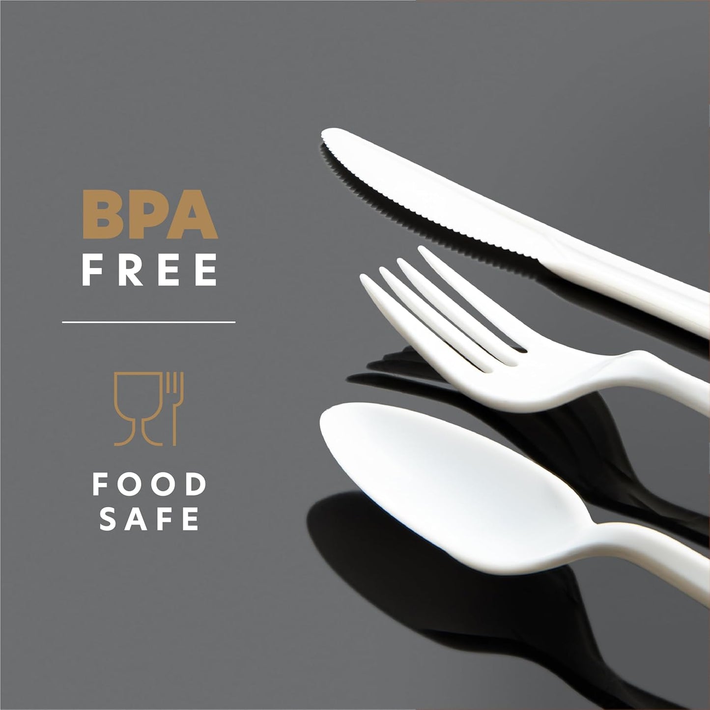 PLASTICPRO 400 Pack Disposable Plastic Utensils Assorted Colored Cutlery Combo Set Forks Spoons Knives Silverware, White Plastic Cutlery for Parties