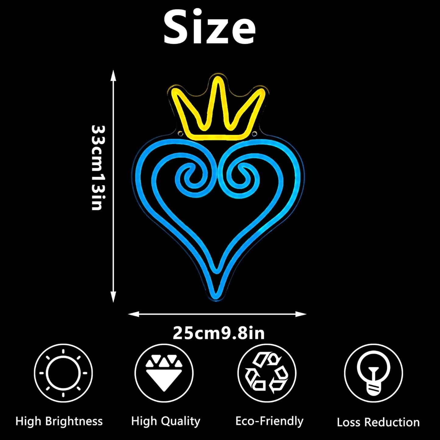 Manimo LED Kingdom and Hearts Neon Signs for Wall Decor, Anime Neon Sign, Neon Game Room Setup, USB Powered for Man Cave Game Home Party Bedroom Room Teenager Gamer Birthday Gifts(9.8 * 13in)