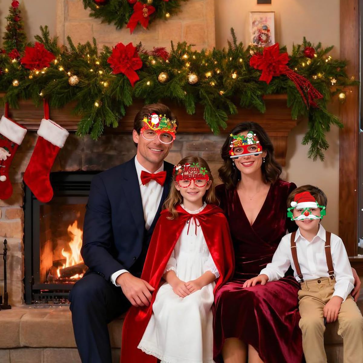 16 Pcs Christmas Glasses 16 Designs Including Christmas Tree And Santa Glasses for Christmas Party Decorations Holiday Photo Booth Props