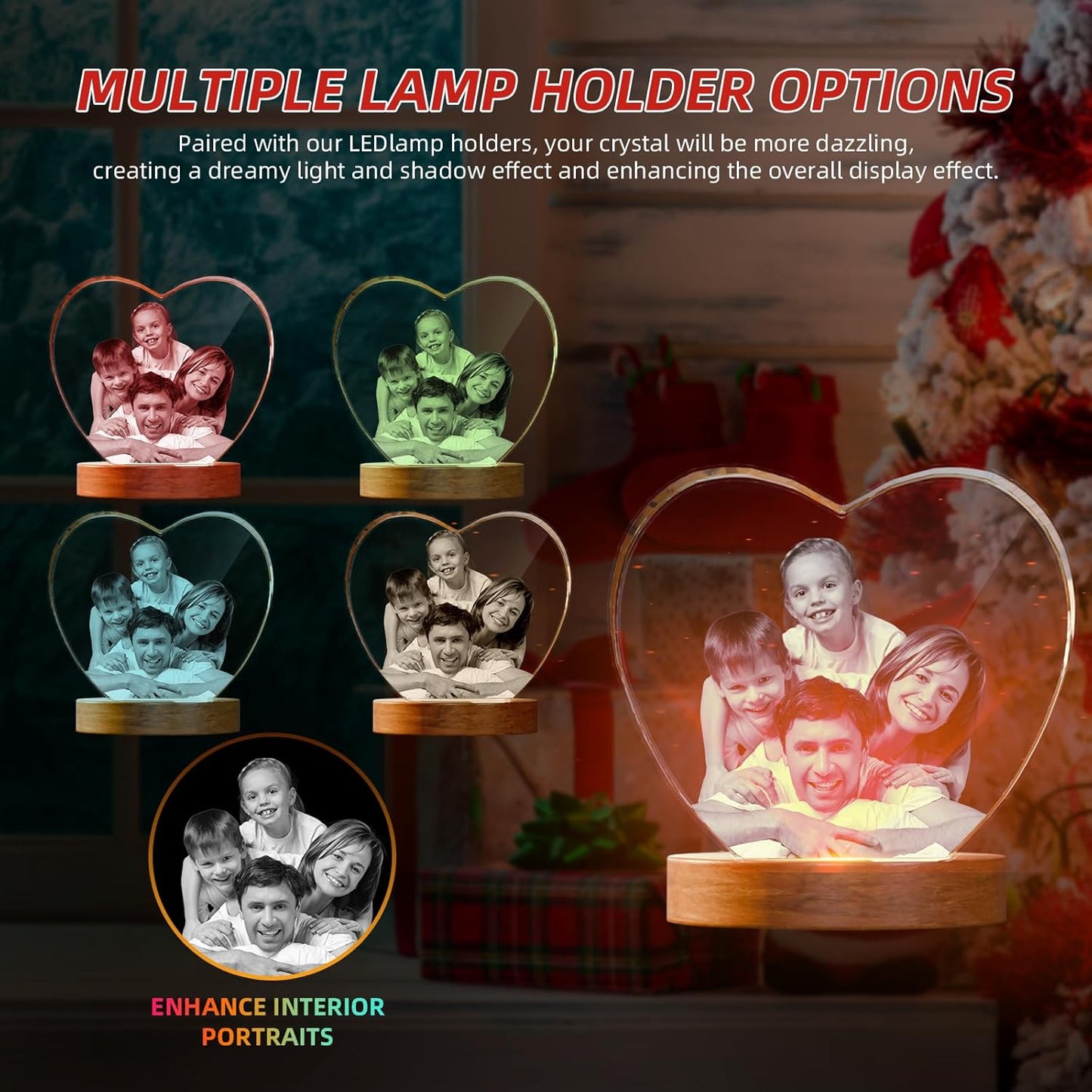 Artmosphere 3D Crystal Photo, Personalized Gifts for Women, Wife, Men, Mom, Father, Her, Him, Dad, Grandpa, Great Customized Gift With Your Own Photo, Custom Glass 3D Laser Etched Picture Wedding - Heart Large