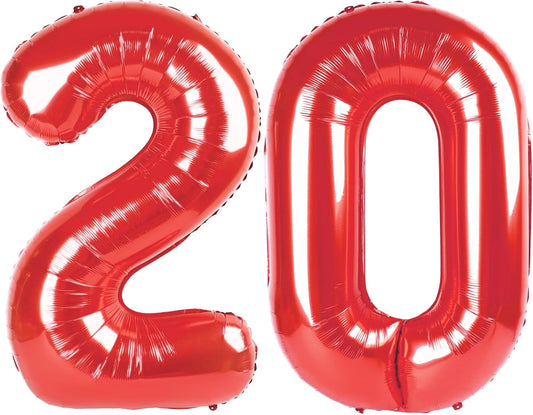 Red Number 20 Balloon 40 inch, 20 Number Balloons, 20th Red Birthday Decorations, 20 Year Old Girls Boys Party Supplies