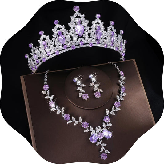 Kamirola Tiaras and Crowns for Women,Tiaras Earrings Necklace, Crystal Bridal Jewelry Set, Costume Party Halloween Prom Pageant Jewelry for Women(TR45)