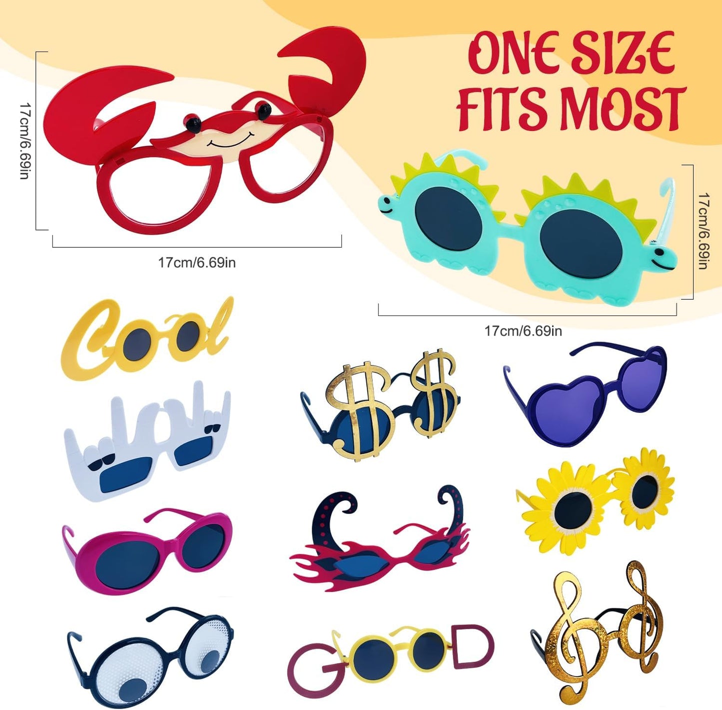 24 Funny Hats and Glasses For Photo Booth Props, 12 Assorted Crazy Party Hats, 12 Funny Party Sunglasses, Novelty Hat, Dress Up Costume Hat Accessories, Silly Hats & Novelty Glasses for Adults Teens