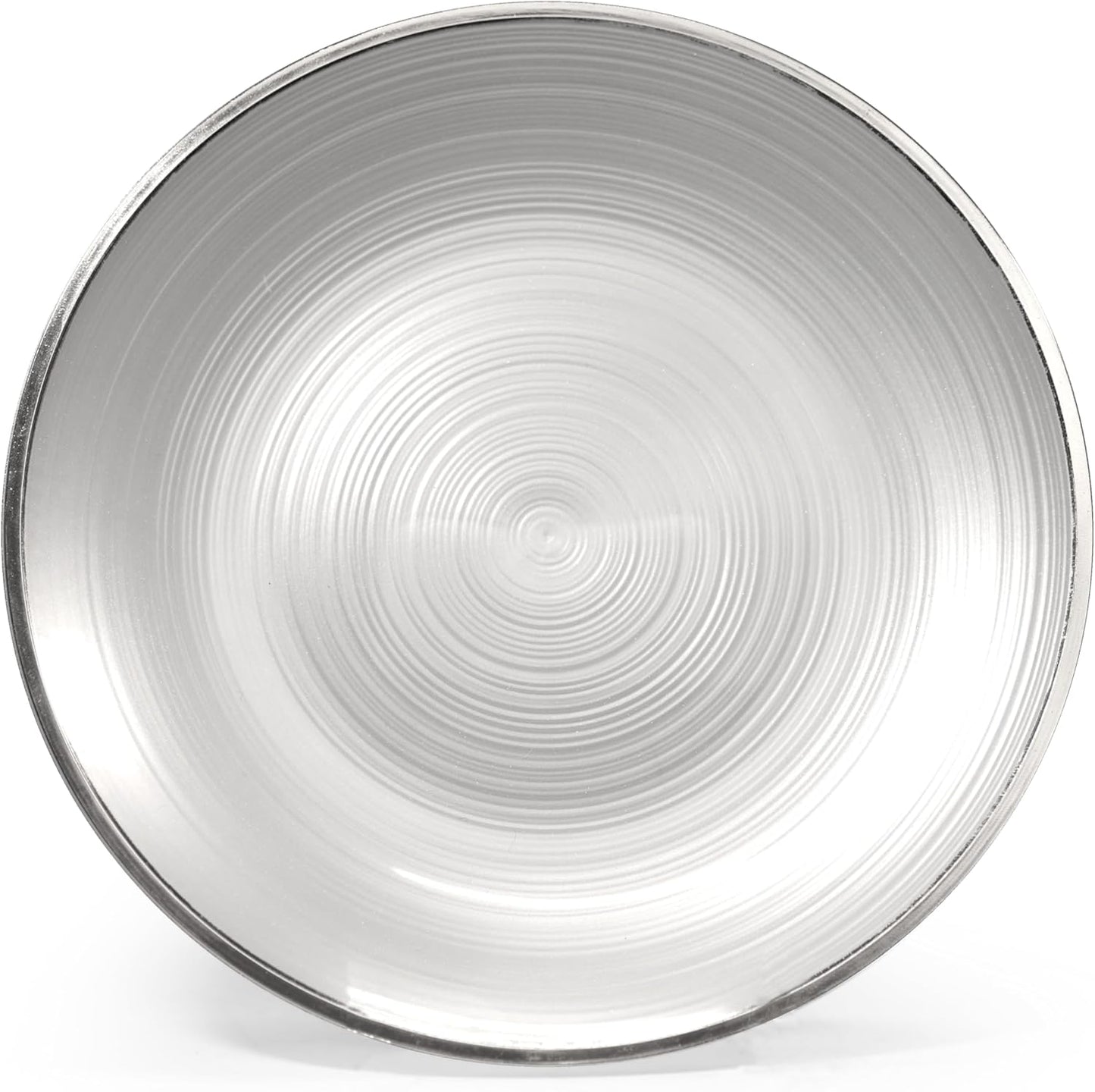 " OCCASIONS " 50 Plates Pack (25 Guests)-Wedding Party Disposable Plastic Plate Set -25 x 10'' Dinner + 25 x 7'' Salad & Dessert plates (Belize in White Pearl & Silver)