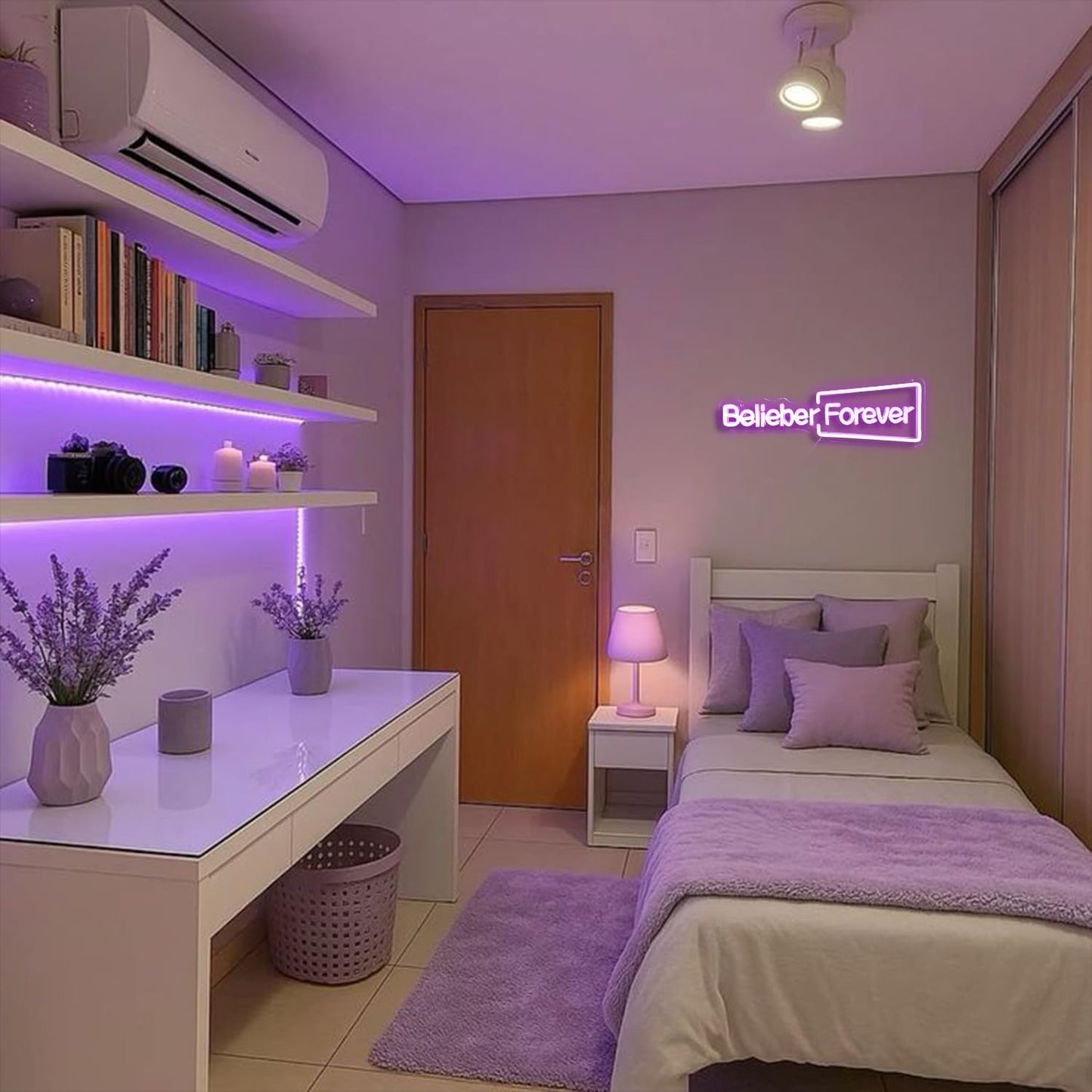 Belieber Forever Neon Sign - LED Wall Light for Bedroom, Dorm, Party Decor, Pop Star Fan Art Gift