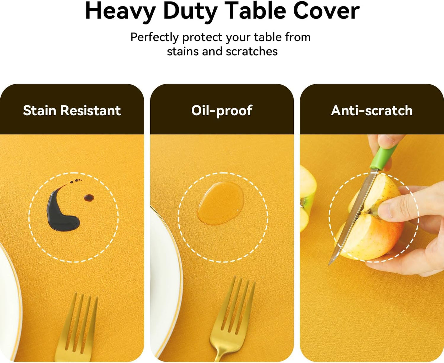 Romanstile Halloween 100% Waterproof PVC Tablecloth, Square Oil Spill Proof Stain Resistant Vinyl Table Cloth, Wipe Clean Plastic Table Covers for Kitchen/Dining/Parties - 54 x 54 Inch, Yellow