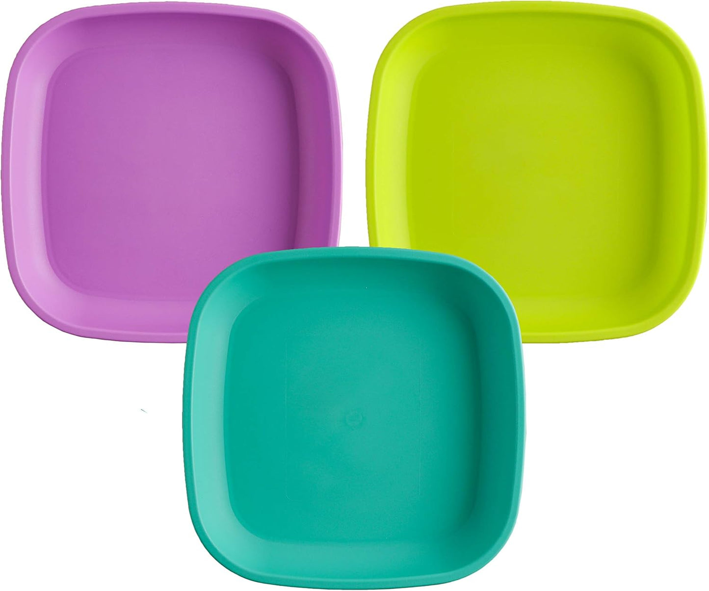 Re-Play Toddler Plates - 22 Oz. Deep-Walled Flat Kids Plates - Dishwasher & Microwave Safe - Made in USA - Set of 3-7.37" x 7.37" x 1.25" - Mermaid