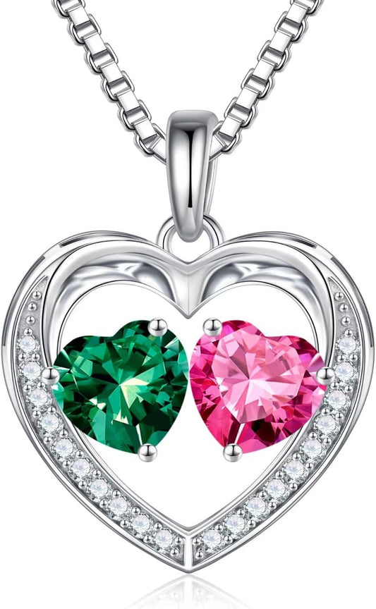 Iefil Christmas Gifts for Wife - 925 Sterling Silver Birthstone Necklace, Anniversary Birthday Gifts for Women, Stocking Stuffers for Women Wife Mom Daughter