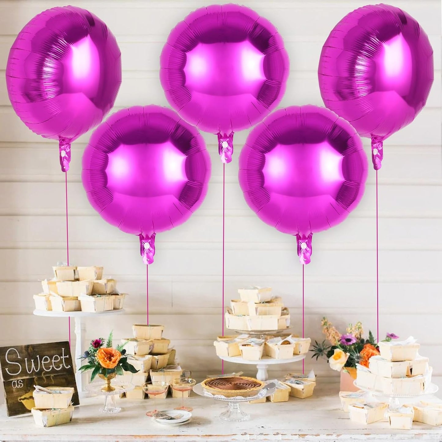 20 Pcs Round Shaped Balloons,18 Inch Round Foil Balloon,Giant Round Mylar Balloon Helium Balloons for Birthday Party Baby Shower Wedding Decorations (Rose Red)