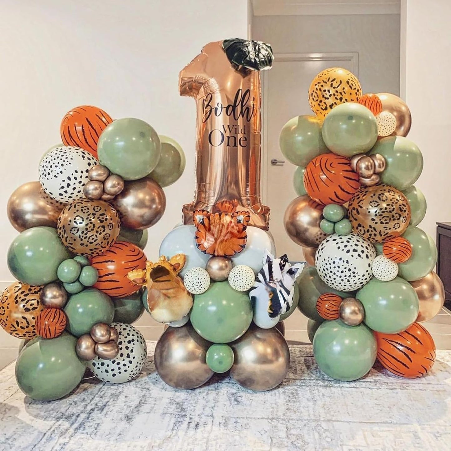 Safari Balloons, 12 Inch Jungle Party Decorations Animal Print Balloons Green Latex Balloon Leopard Zebra Tiger Printed Balloon for Jungle Safari Themed Party Dinosaur Forest Tropical Birthday Decor