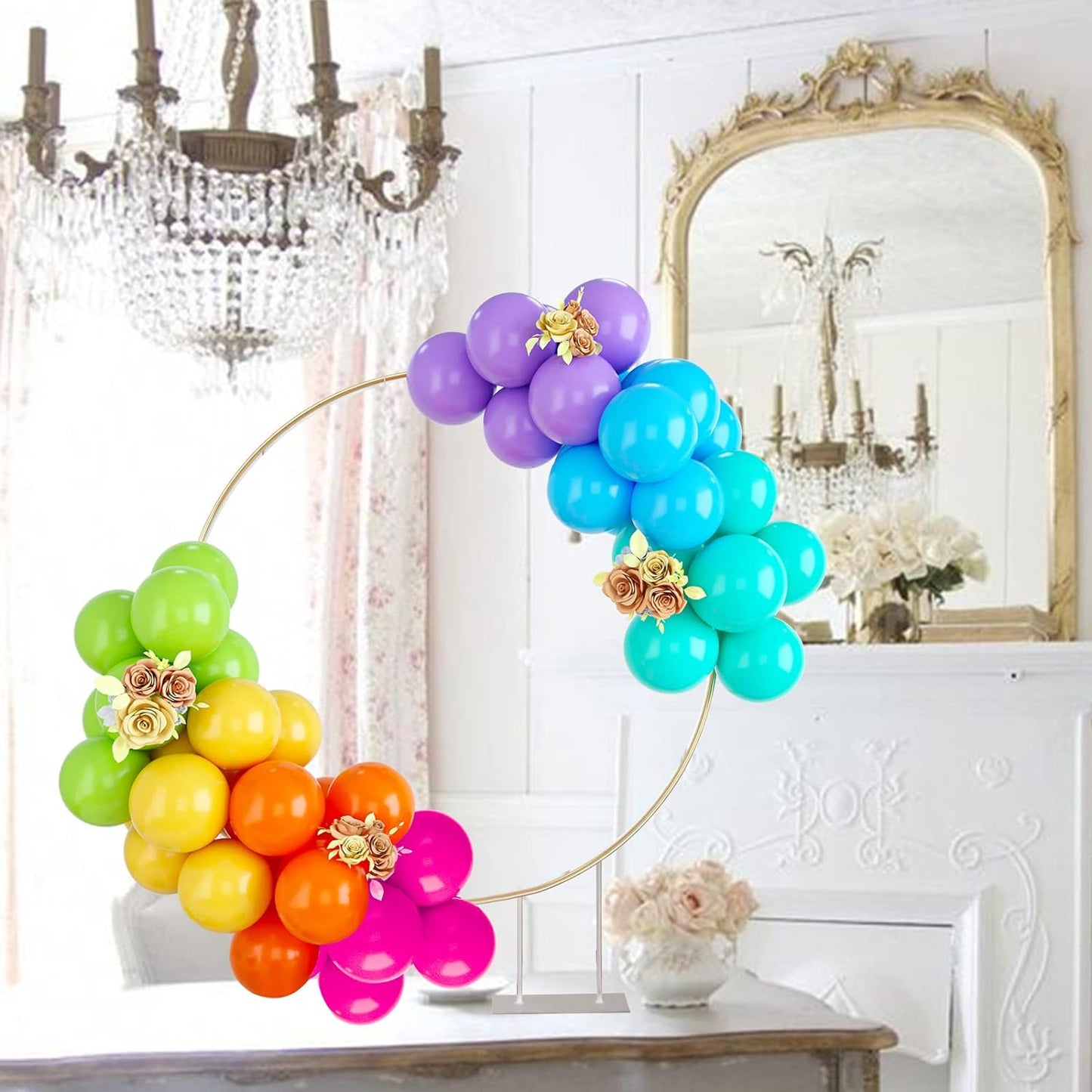 Rainbow Balloons, 50PCS Multicolor Rainbow Balloons Arch in Blue Green Purple Yellow Orange Hot Pink Latex Balloons For Birthday Wedding Baby Shower Engagement DIY Balloons Decoration Party Supplies