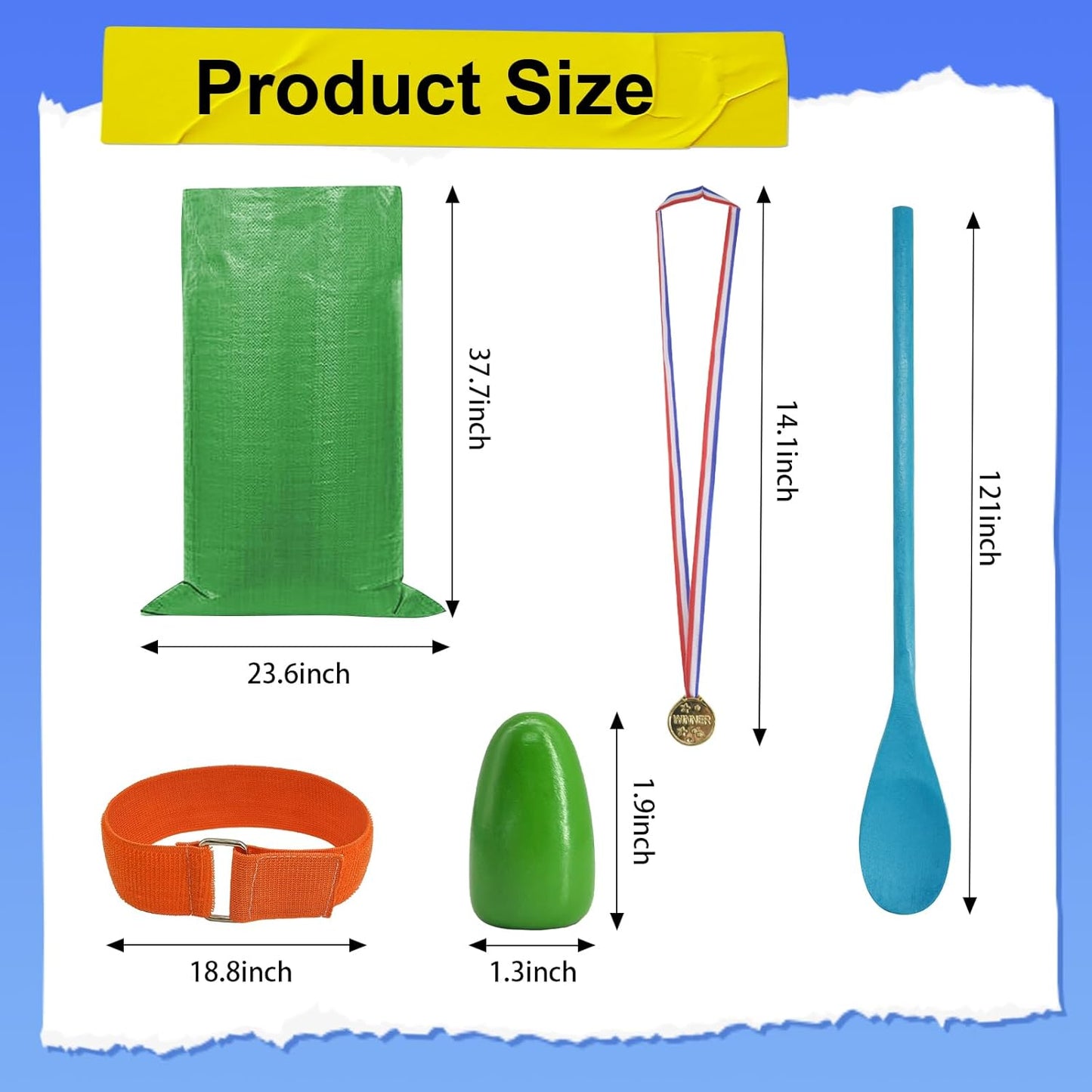 25 PCS Potato Sack Race Bags, Outdoor Games Sack Race Bags Set Includes 3-Legged Race Bands, Egg Spoon Relay Race, Plastic Medals, Carnival Outdoor Lawn Party Field Day Games for Adults & Family
