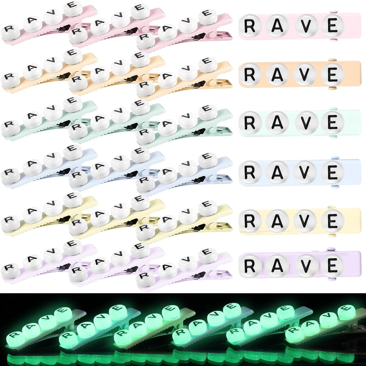 30 Pcs Mini Glow Hair Clips Girls Rave Hair Clips for Women Christmas Music Festival Holiday Party Supplies (Rave)
