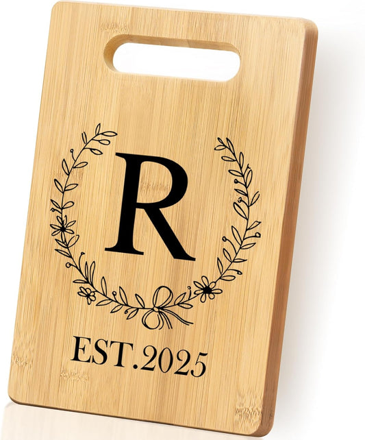 Personalized Cutting Board, Monogrammed Wedding Gift for Couple Newlywed 2025, Initial Birthday Gifts for Women, Gift for Bridal Shower Wedding Shower Engagement Anniversary Housewarming(Letter-R)