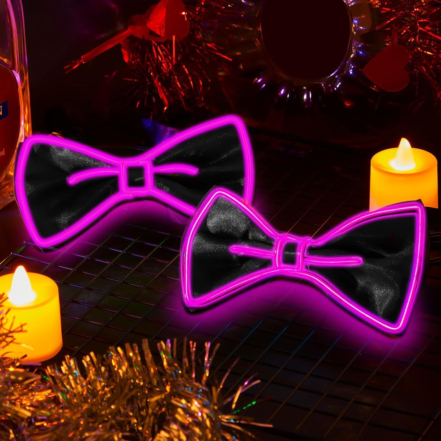 Hercicy Light up Bow Tie for Men LED Neon Bowtie Funny Ties Women Glow in the Dark Party Costume