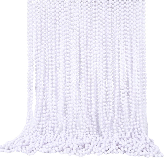 48 Pack Mardi Gras Beads Necklaces, 33 Inch Plastic Beads for Party Favors, Festival Decorations, Parade Throws, Christmas, St. Patrick's Day Celebrations