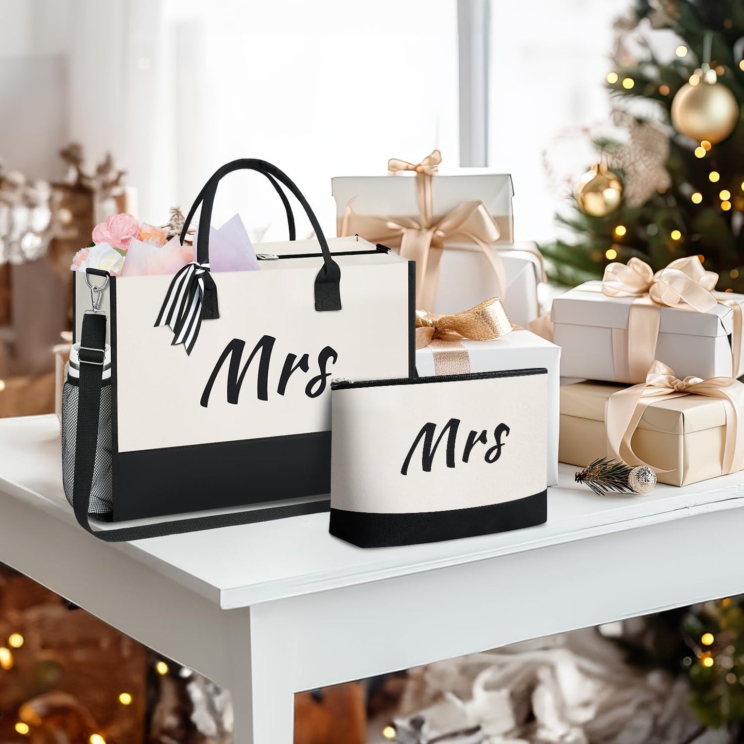 BAGAIL Initial Tote Bag, Personalized Birthday Gifts for Women, Teacher, Friends, Mom, Wedding, Monogrammed Beach Bag