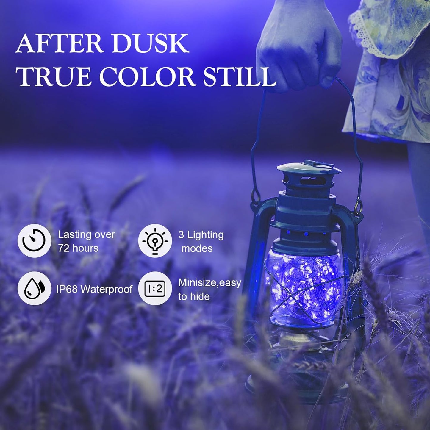 Aogist 12 Pack Fairy Lights 3 Modes 7ft 20 LED Waterproof,Battery Operated Silver Wire Firefly Starry Moon Mini String Lights for Mason Jars Christmas DIY Crafts Wedding Party Bedroom,Blue