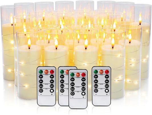 24 Pack Christmas Decoration Flickering Flameless Candles,Battery Operated Candles,LED String Lights LED Candles for New Year, Home Decor, Parties,Wedding(D2.2 xH 5" 6" 7") (Ivory)