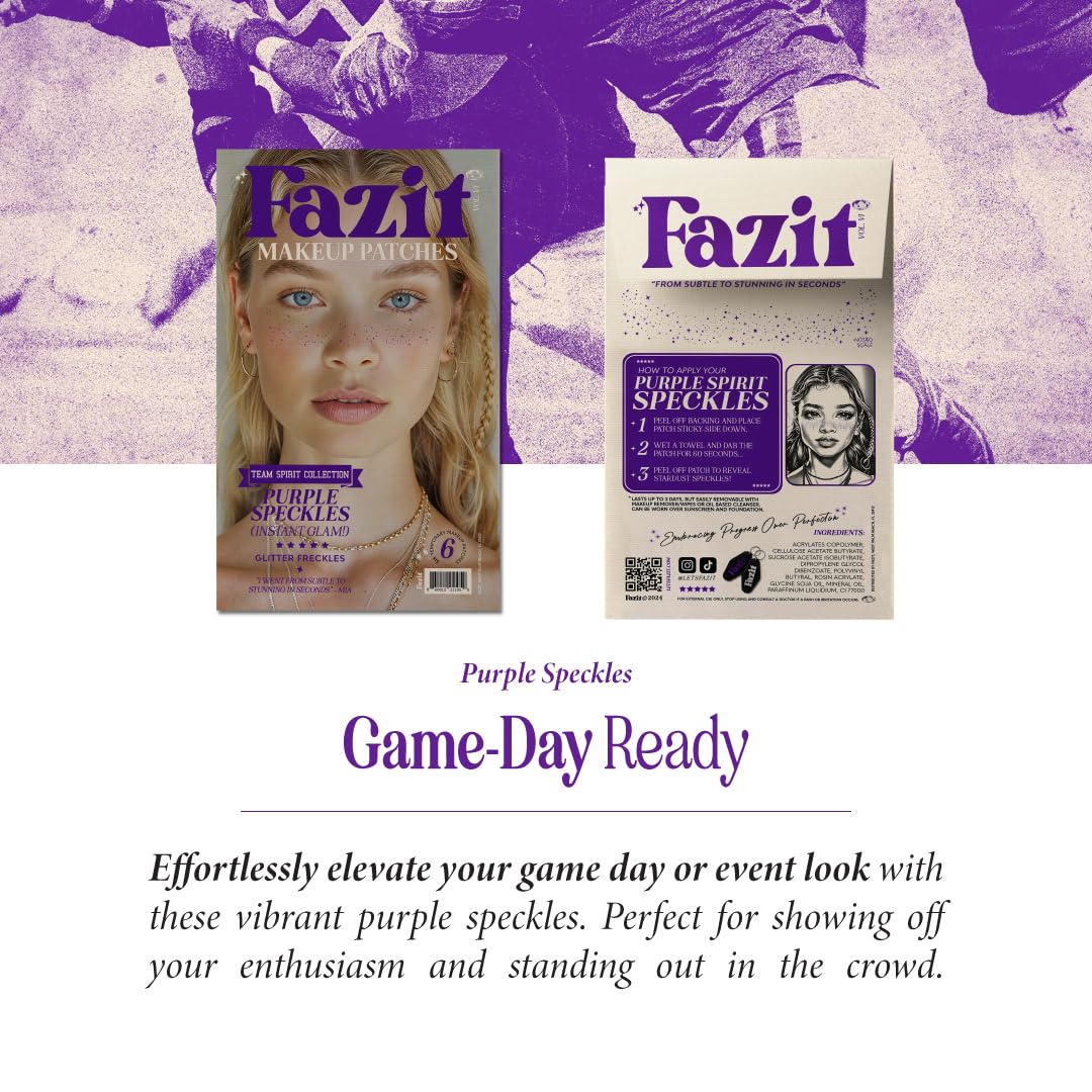 Fazit Makeup Patches - Purple Speckles - Glow Up Make-Up Patches - Cute Glitter Makeup Accessories for Women - Cosmetic Glitter for Face