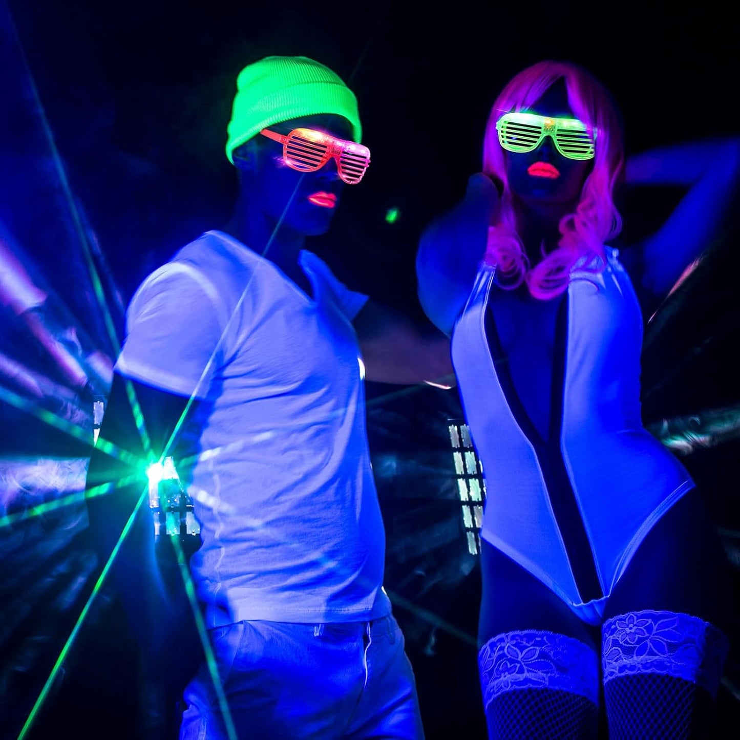 Honoson Halloween 120 LED Glasses Light up Glasses Glow in The Dark Party Supplies Neon Flashing Glow for Halloween