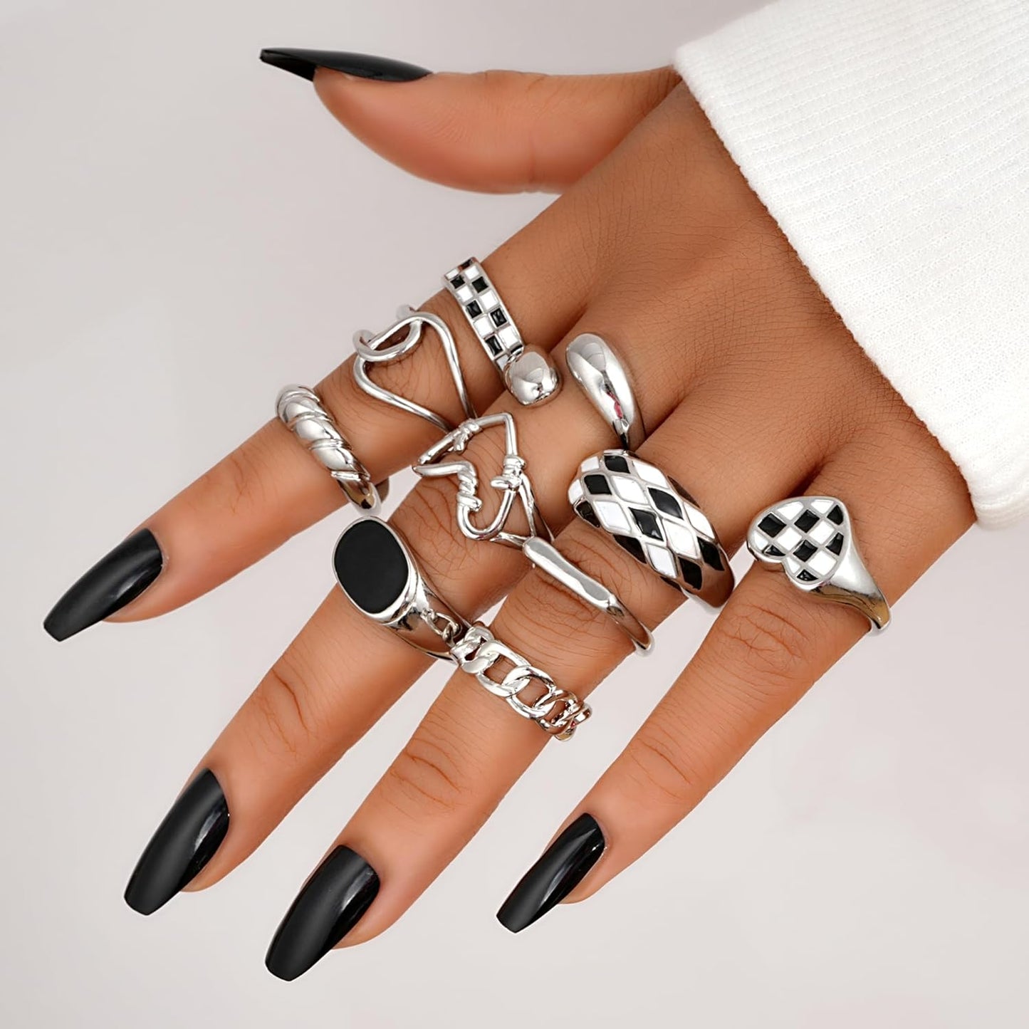 FAXHION 12PCS Gold Stackable Rings Set for Women, 18K Gold Plated Open Stacking Knuckle Ring, Adjustable Chunky Signet Band Statement Ring for Gift