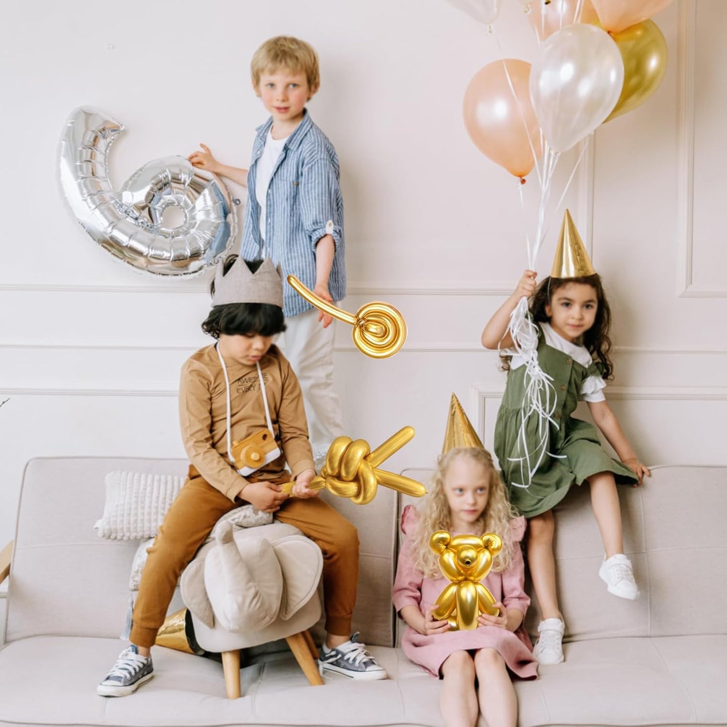 Metallic Long Balloons Art Kit for Twisting, Chrome 260pcs Skinny Modeling Balloons Supplies for Birthday Party Wedding Festival Decorations